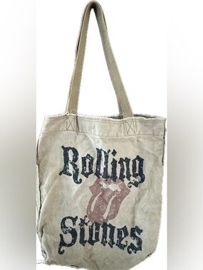 the Rolling Stones green Canvas Tote with Distressed Logo